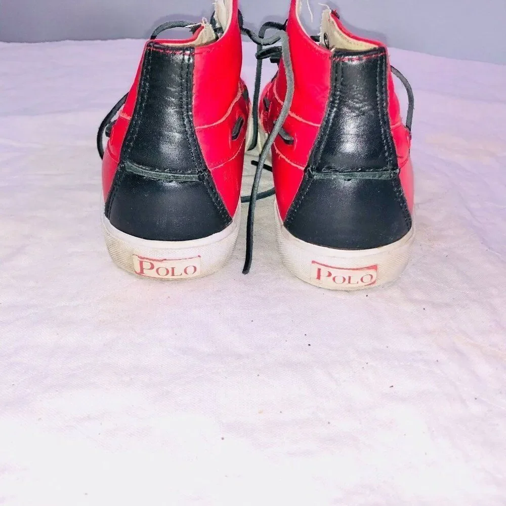 Polo Ralph Lauren Mens 8 Shoes Red Navy Blue Sander Chukka Leather Casual